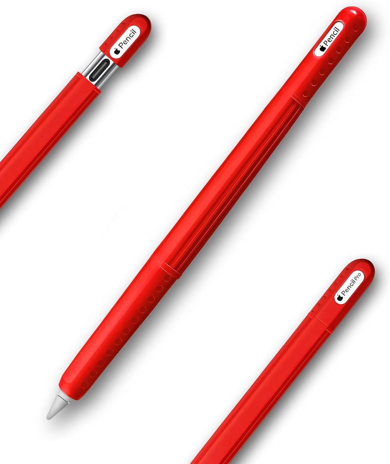 HoldFist Silicone Case Cover Skin Compatible with Apple Pencil (2nd Gen/Pro/USB-C) – Protective Sleeve, Comfortable Grip, Ergonomic Anti-Slip Design, Lightweight & Scratch-Resistant (Red) - Image 1